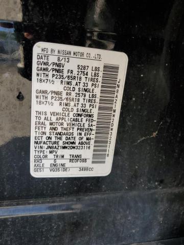 2013 Nissan Murano S VIN: JN8AZ1MW2DW323116 Lot: 52769384