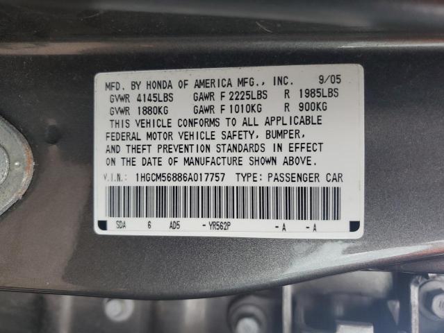 2006 Honda Accord Ex VIN: 1HGCM56886A017757 Lot: 54850734