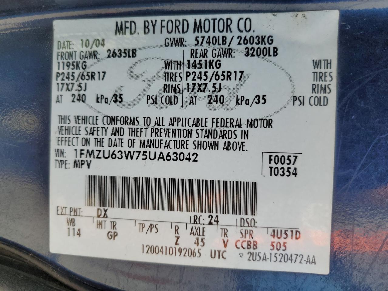 1FMZU63W75UA63042 2005 Ford Explorer Xlt