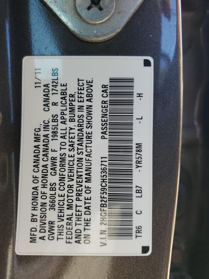 2HGFB2F59CH536711 2012 Honda Civic Lx