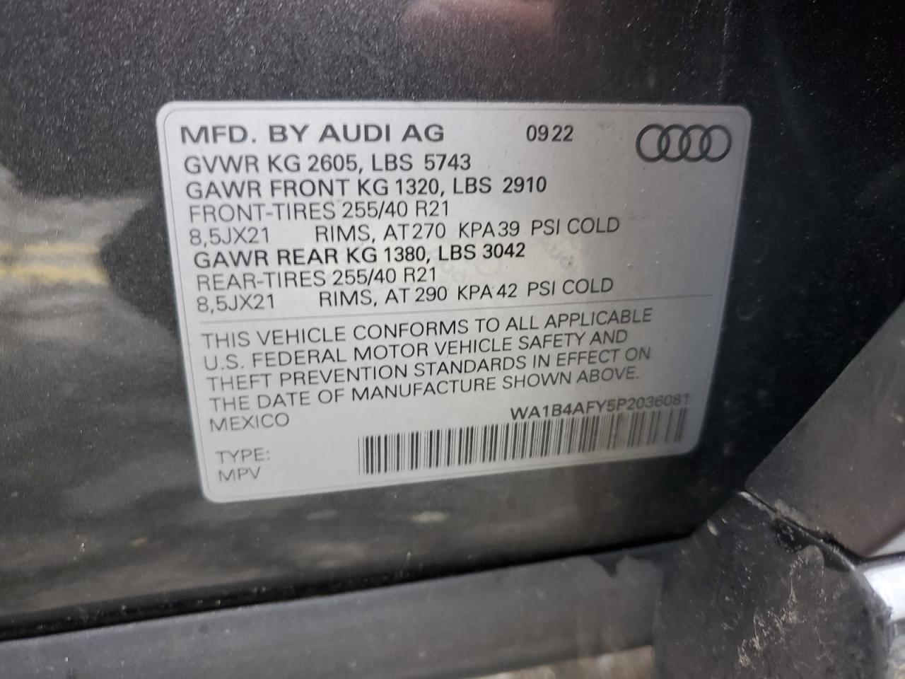 WA1B4AFY5P2036081 2023 Audi Sq5 Premium Plus