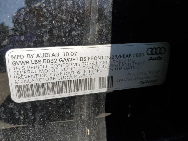 2008 Audi A6 3.2 VIN: WAUAH74F98N063775 Lot: 56687874