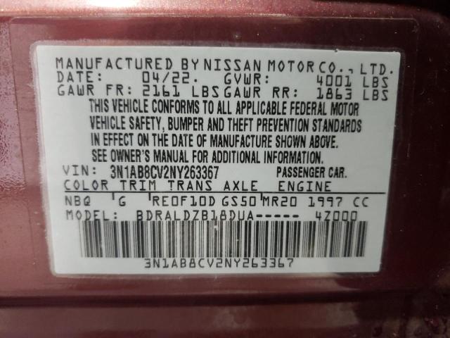 2022 Nissan Sentra Sv VIN: 3N1AB8CV2NY263367 Lot: 53570304