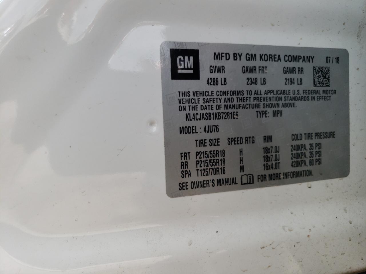 KL4CJASB1KB728166 2019 Buick Encore Preferred