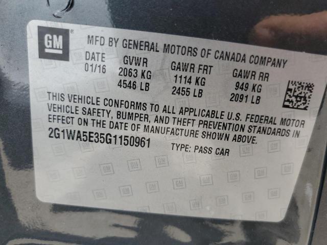 2016 Chevrolet Impala Limited Ls VIN: 2G1WA5E35G1150961 Lot: 55288364