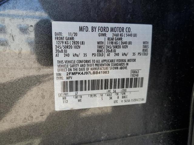 2020 Ford Edge Sel VIN: 2FMPK4J97LBB41983 Lot: 57120344