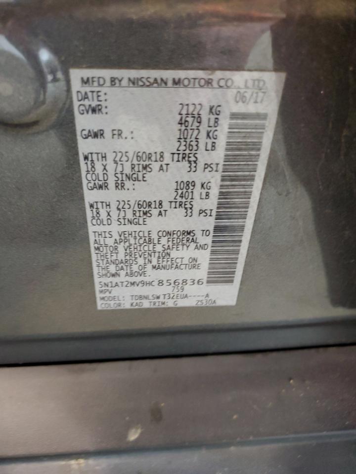 5N1AT2MV9HC856836 2017 Nissan Rogue Sv