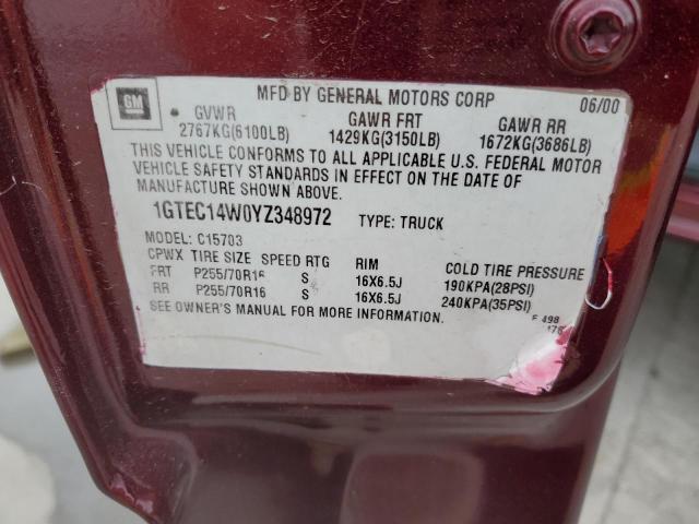 2000 GMC New Sierra C1500 VIN: 1GTEC14W0YZ348972 Lot: 53739614