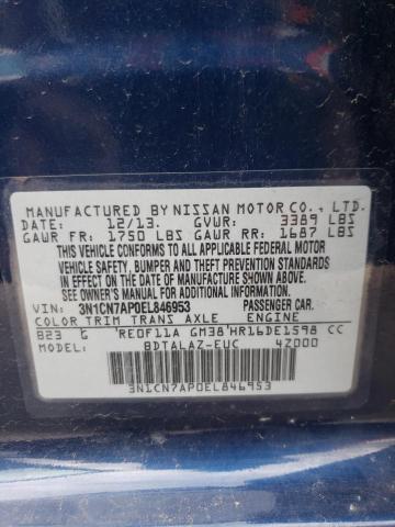 2014 Nissan Versa S VIN: 3N1CN7AP0EL846953 Lot: 55671064