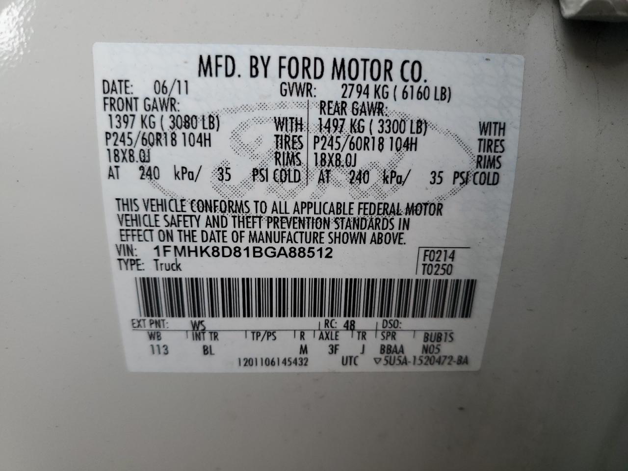 1FMHK8D81BGA88512 2011 Ford Explorer Xlt