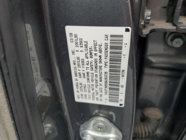 2008 Honda Accord Exl VIN: 1HGCP36808A050735 Lot: 53751764