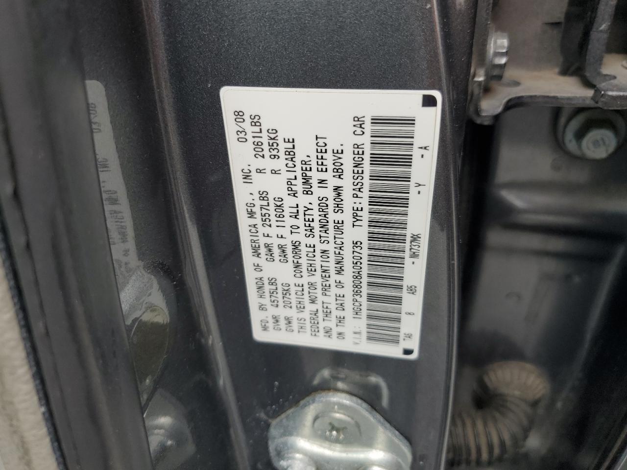 1HGCP36808A050735 2008 Honda Accord Exl