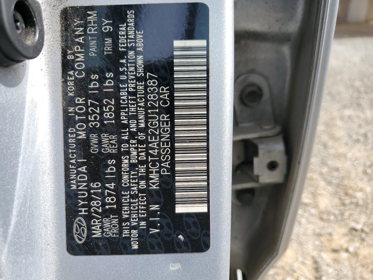 KMHCT4AE2GU128387 2016 Hyundai Accent Se