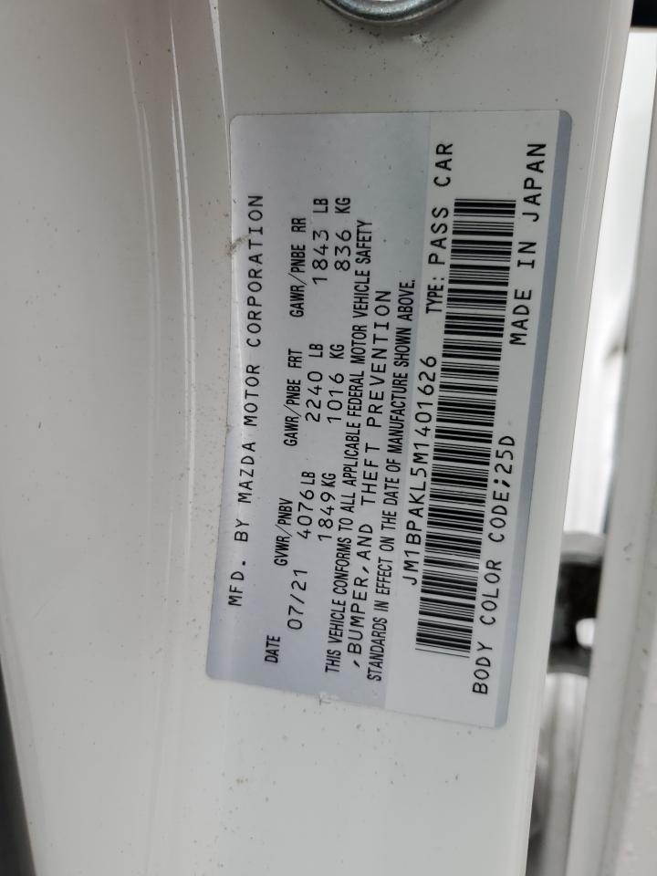 JM1BPAKL5M1401626 2021 Mazda 3 Select