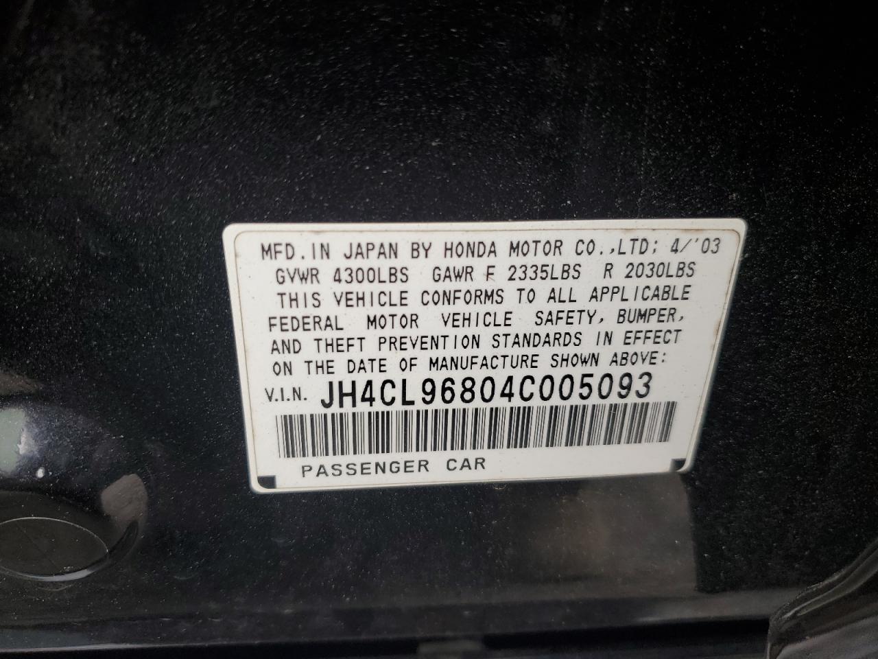 JH4CL96804C005093 2004 Acura Tsx