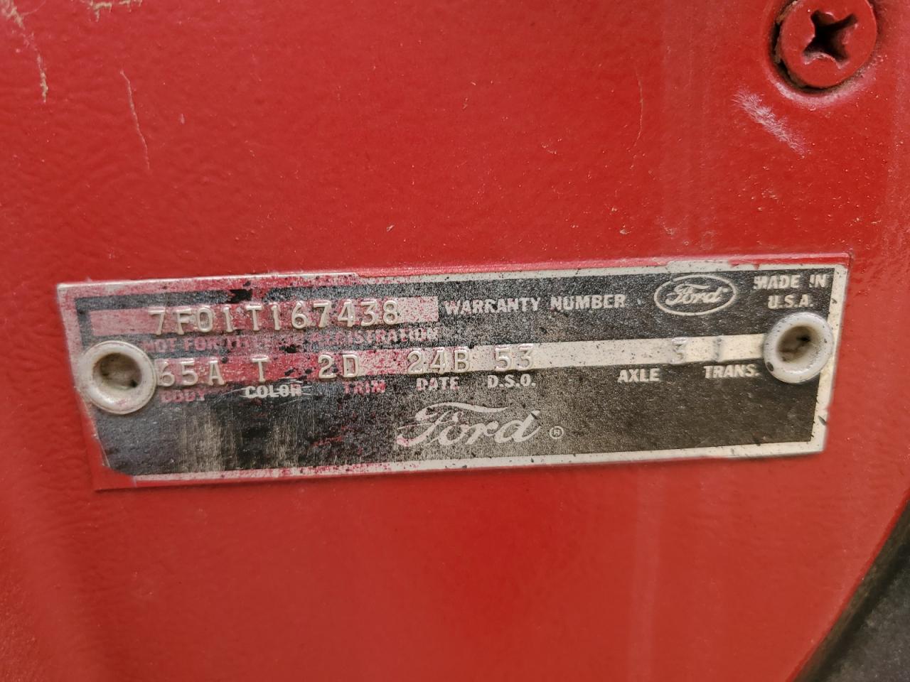 7F01T167438 1967 Ford Mustang