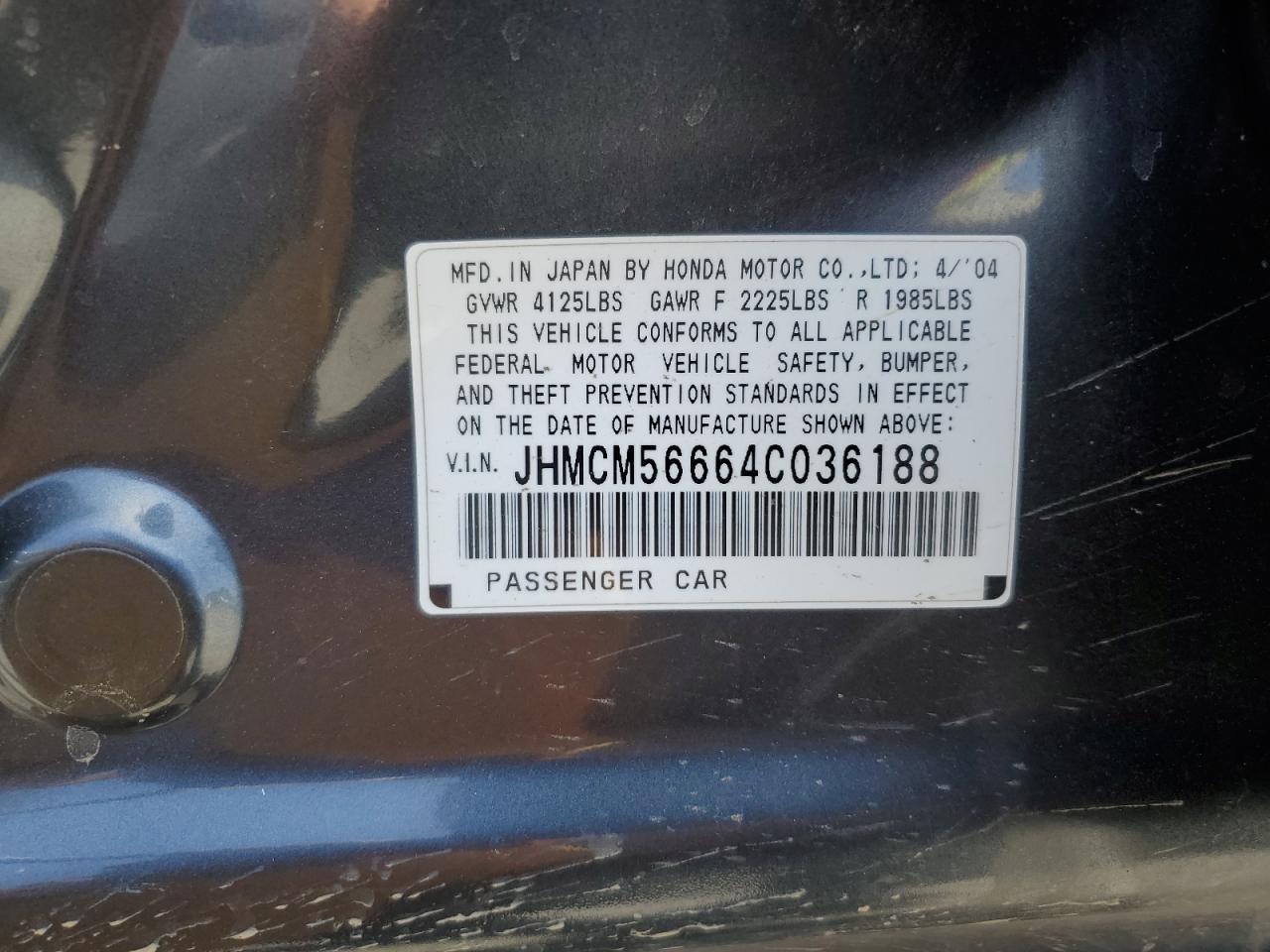 JHMCM56664C036188 2004 Honda Accord Ex