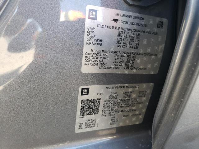 2021 Chevrolet Silverado K1500 Lt VIN: 1GCUYDED4MZ222359 Lot: 55826654