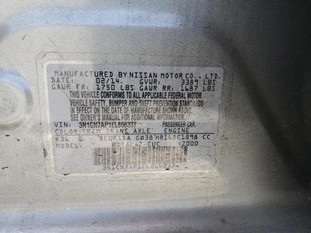 2014 Nissan Versa S VIN: 3N1CN7AP1EL866337 Lot: 56937004