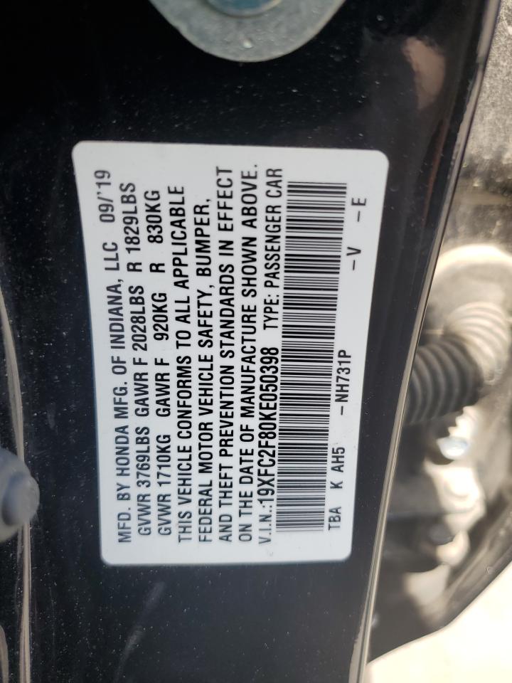 19XFC2F80KE050398 2019 Honda Civic Sport