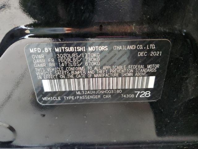 2022 Mitsubishi Mirage Es VIN: ML32AUHJ0NH003180 Lot: 56240634