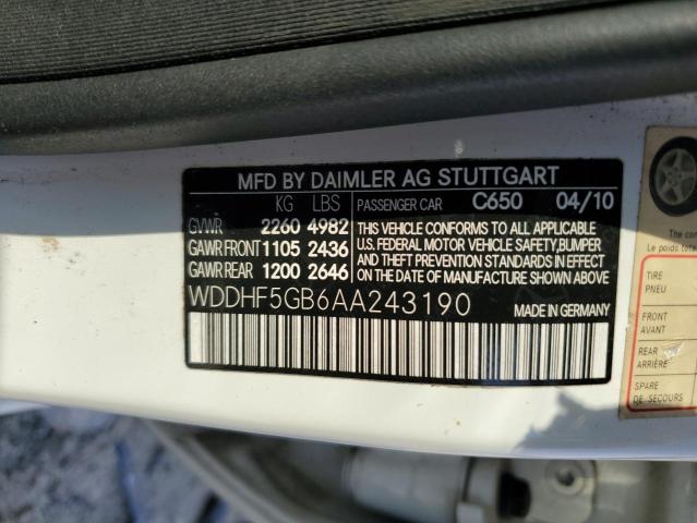 2010 Mercedes-Benz E 350 VIN: WDDHF5GB6AA243190 Lot: 53903844