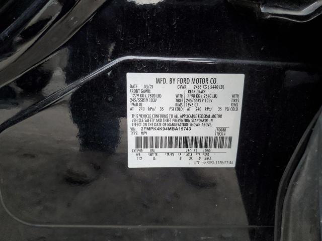 2021 Ford Edge Titanium VIN: 2FMPK4K94MBA15743 Lot: 56091354