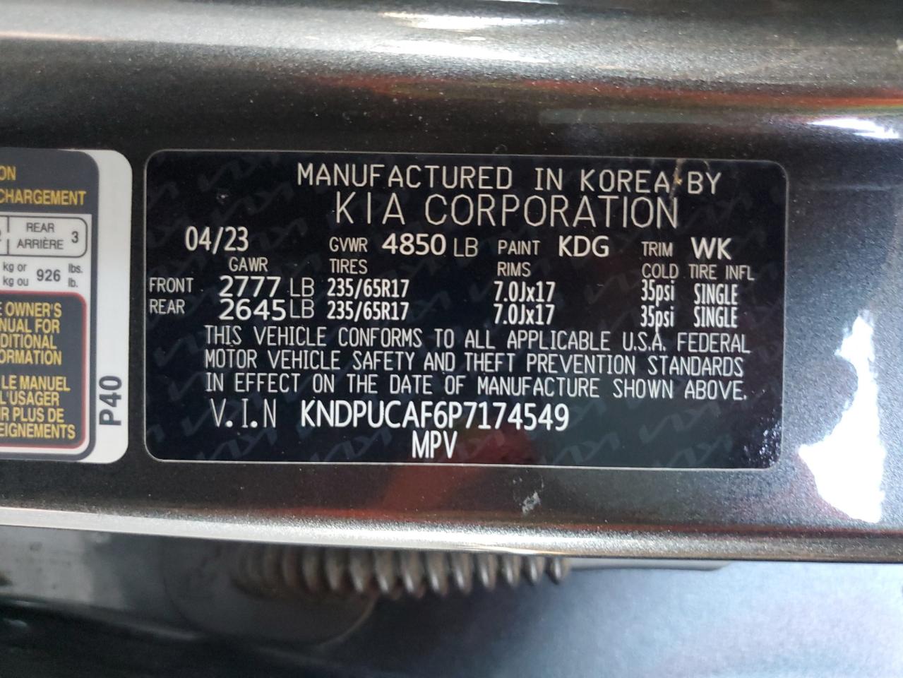 KNDPUCAF6P7174549 2023 Kia Sportage Lx