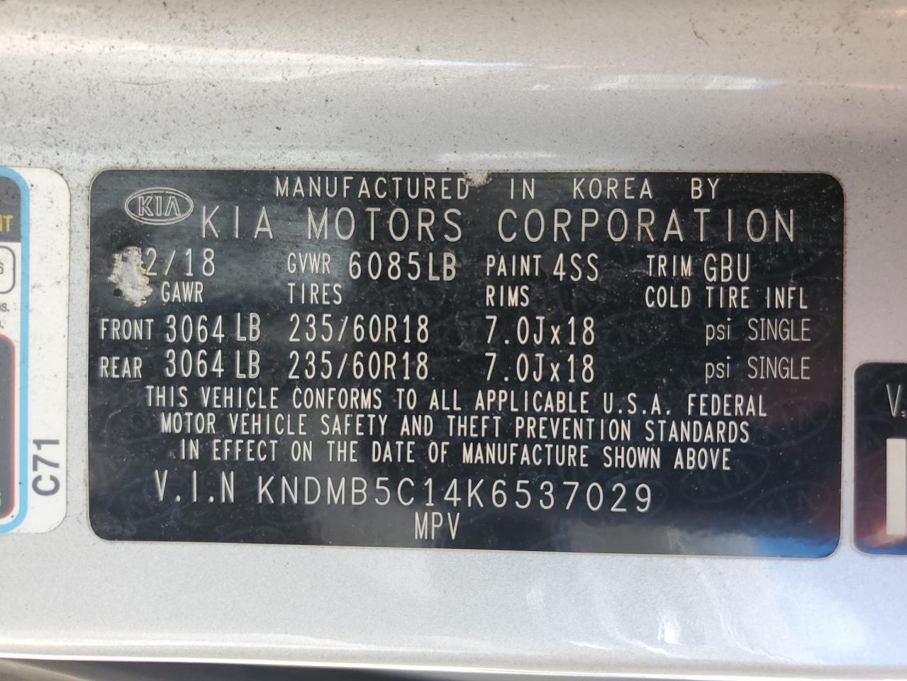 KNDMB5C14K6537029 2019 Kia Sedona Lx