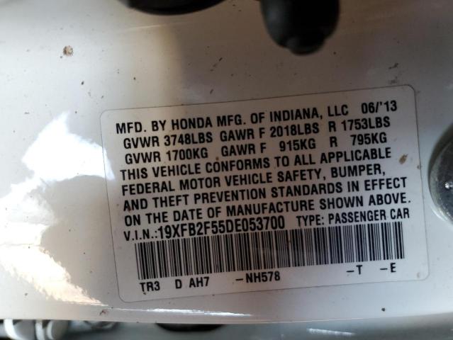 2013 Honda Civic Lx VIN: 19XFB2F55DE053700 Lot: 54737724