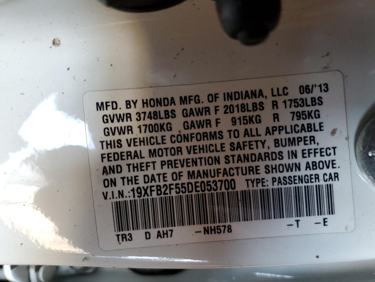 19XFB2F55DE053700 2013 Honda Civic Lx