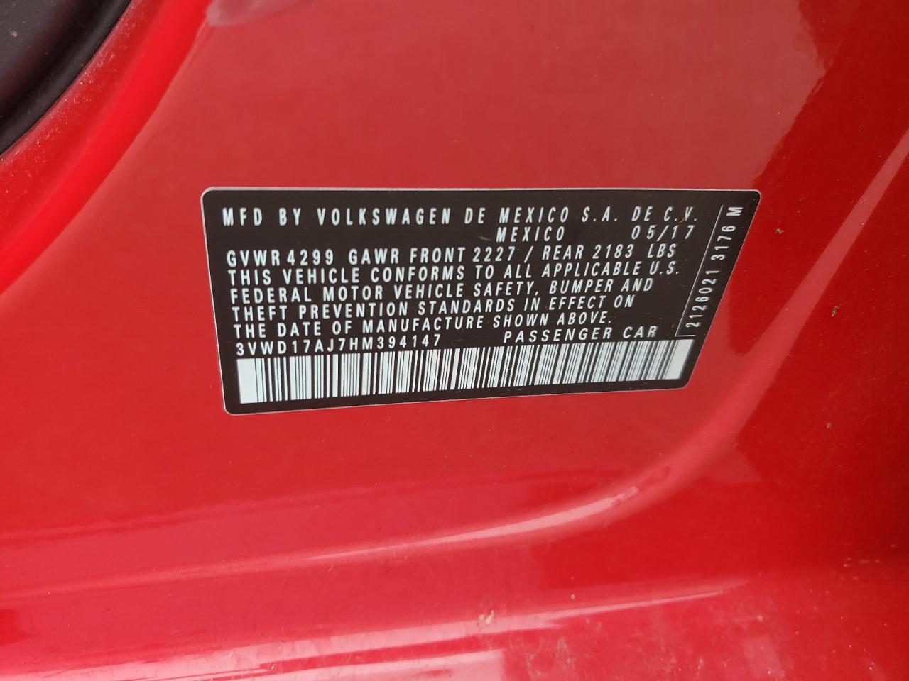 3VWD17AJ7HM394147 2017 Volkswagen Jetta Sport