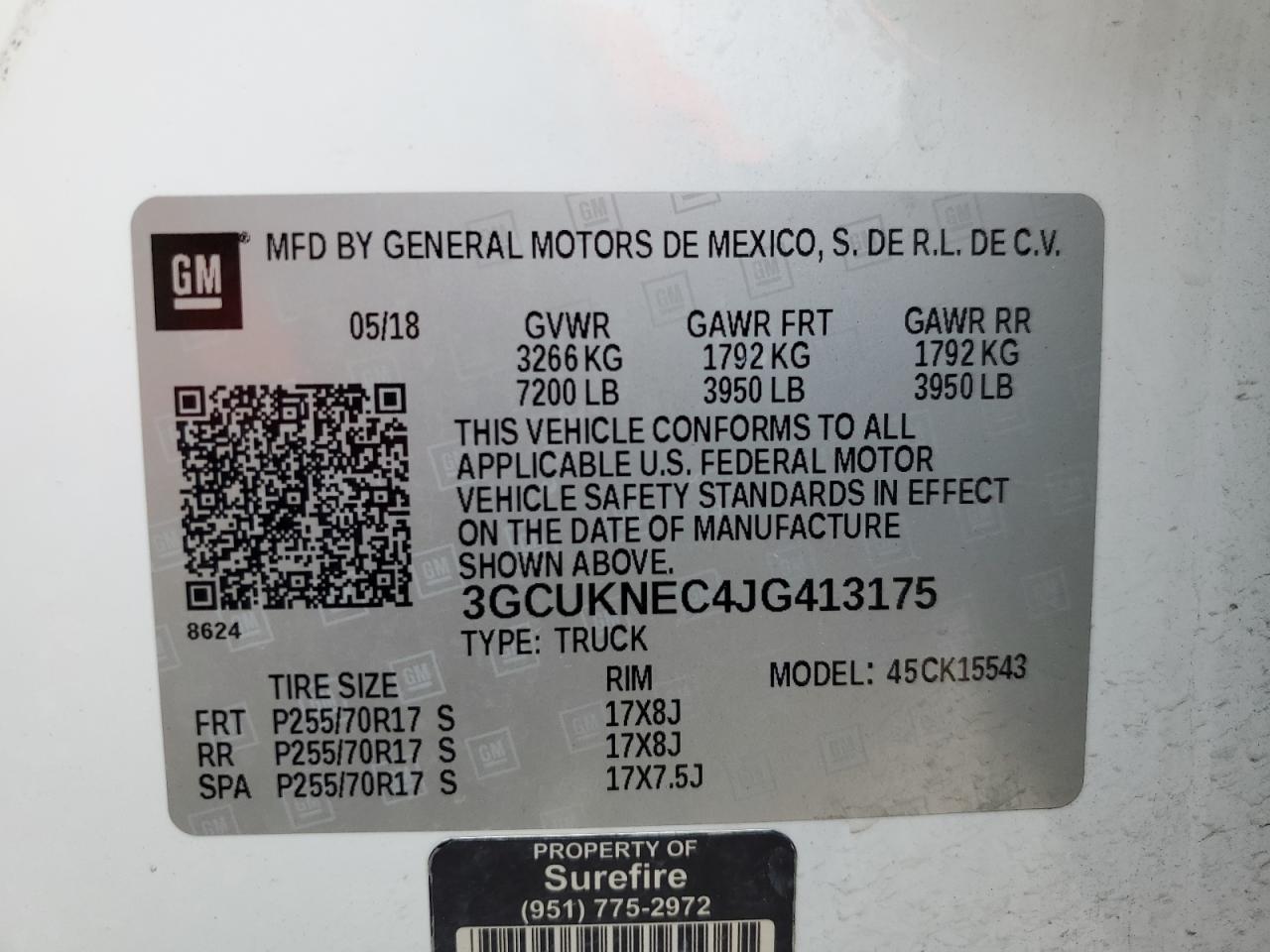3GCUKNEC4JG413175 2018 Chevrolet Silverado K1500