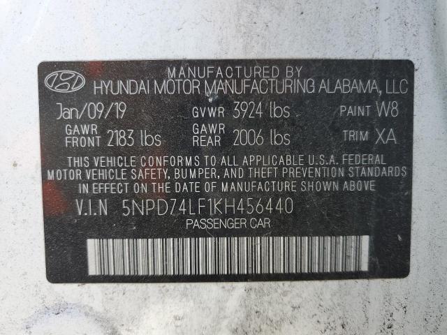 2019 Hyundai Elantra Se VIN: 5NPD74LF1KH456440 Lot: 55206964