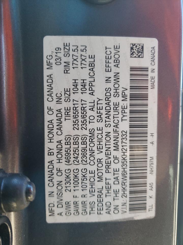 2HKRW6H35KH217332 2019 Honda Cr-V Lx