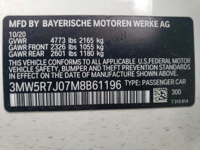 3MW5R7J07M8B61196 BMW 3 Series 330XI 12