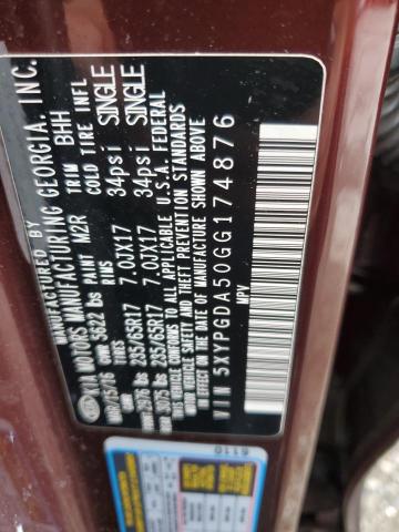 2016 KIA SORENTO 5XYPGDA50GG174876