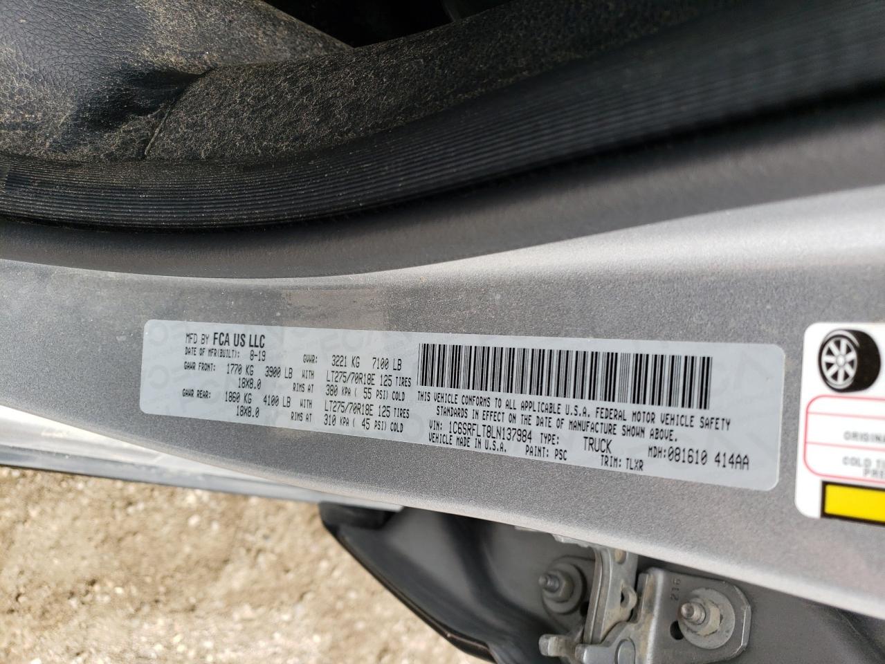 1C6SRFLT8LN137984 2020 Ram 1500 Rebel