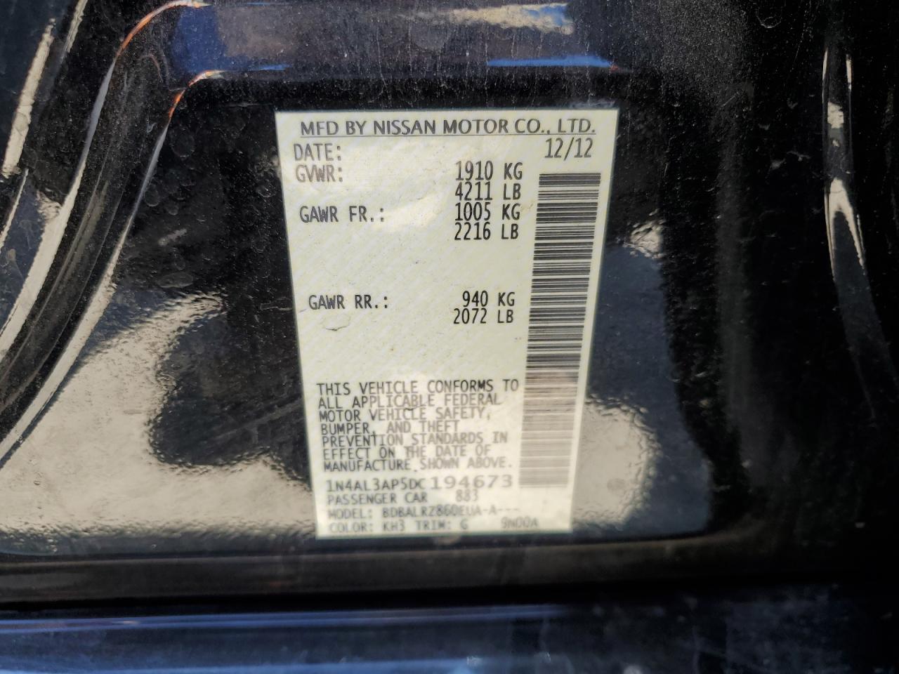 1N4AL3AP5DC194673 2013 Nissan Altima 2.5