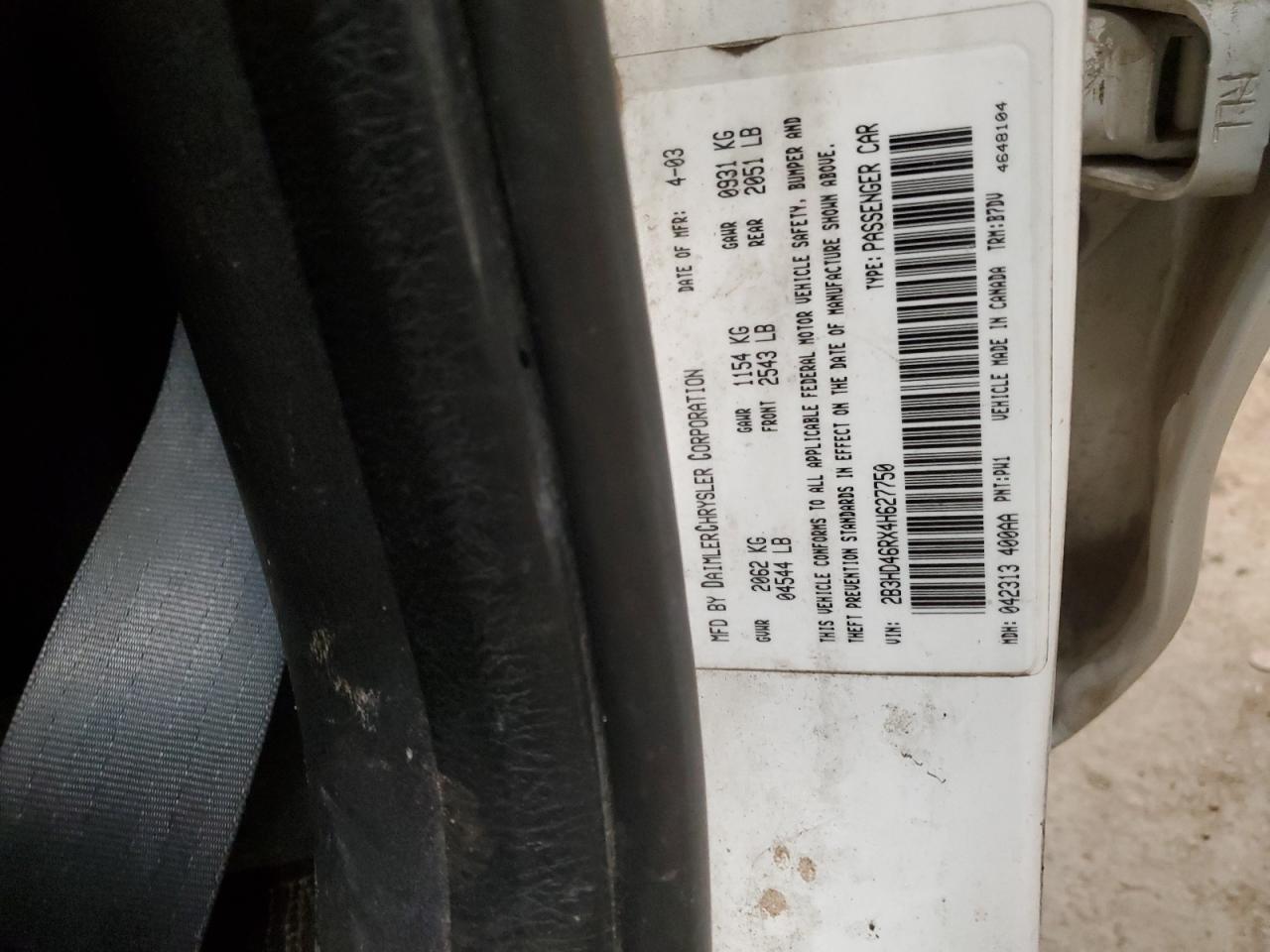 2B3HD46RX4H627750 2004 Dodge Intrepid Se