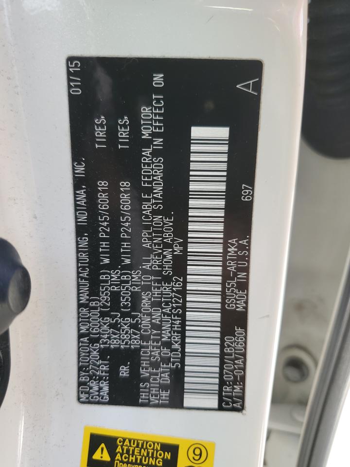 5TDJKRFH4FS127162 2015 Toyota Highlander Xle