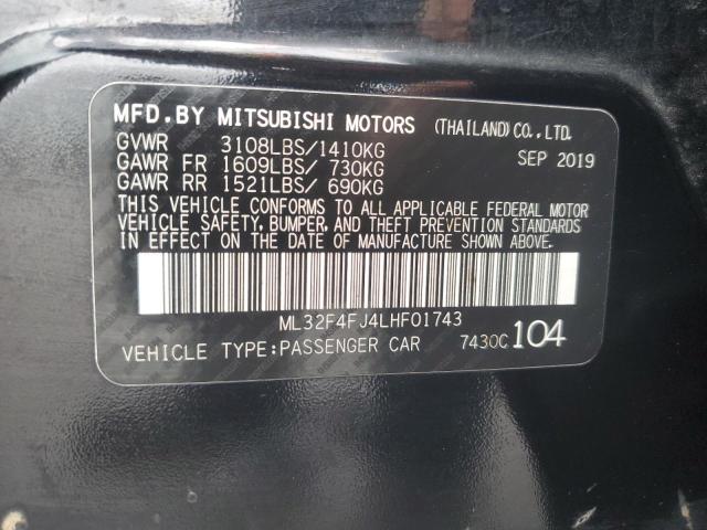 2020 Mitsubishi Mirage G4 Se VIN: ML32F4FJ4LHF01743 Lot: 54379864