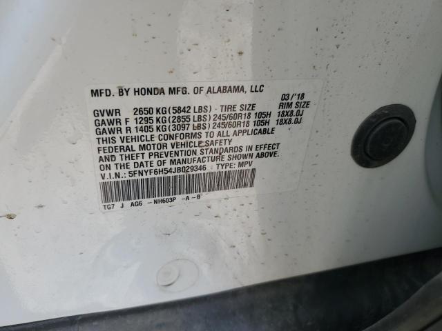 2018 Honda Pilot Exl VIN: 5FNYF6H54JB029346 Lot: 56688554