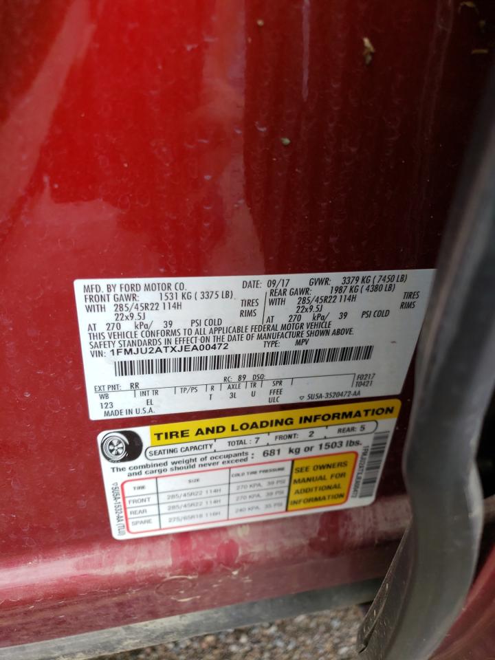 1FMJU2ATXJEA00472 2018 Ford Expedition Limited