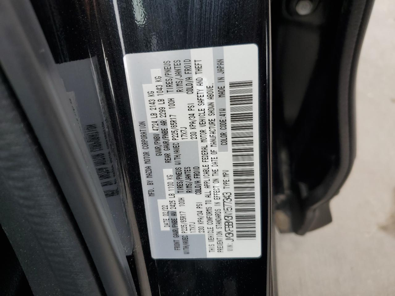 JM3KFBBM3N1577343 2022 Mazda Cx-5 Select