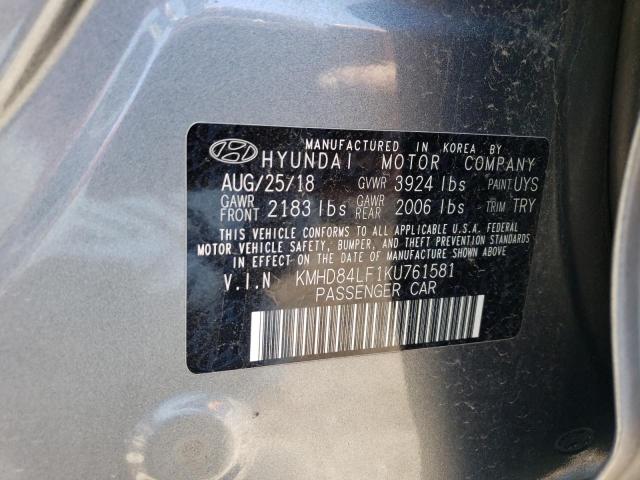 2019 Hyundai Elantra Sel VIN: KMHD84LF1KU761581 Lot: 54686244