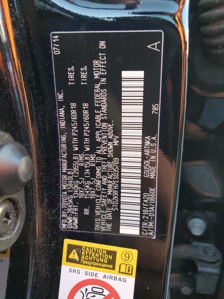 5TDZKRFH7ES035769 2014 Toyota Highlander Le