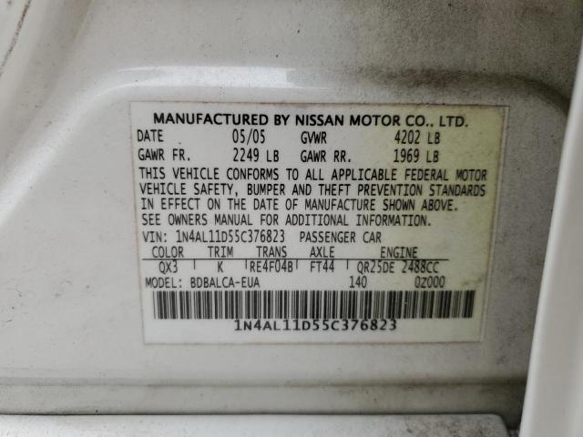 2005 Nissan Altima S VIN: 1N4AL11D55C376823 Lot: 56255634