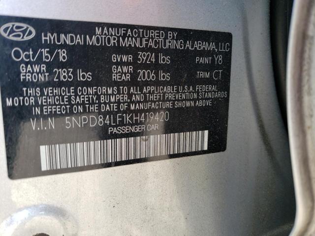 2019 Hyundai Elantra Sel VIN: 5NPD84LF1KH419420 Lot: 54965284