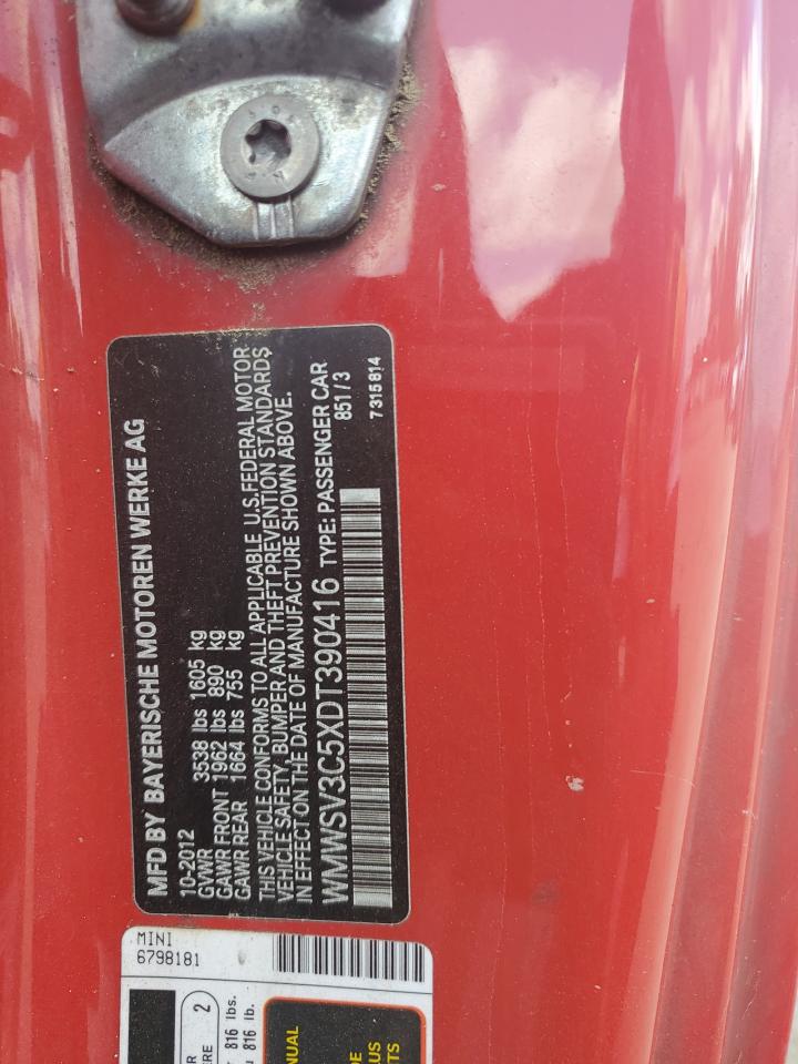 WMWSV3C5XDT390416 2013 Mini Cooper S